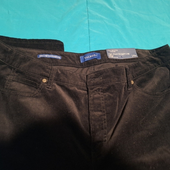 Nwt Talbots Black Corduroy Pants 14W High Waisted Straight Leg - Picture 5 of 6